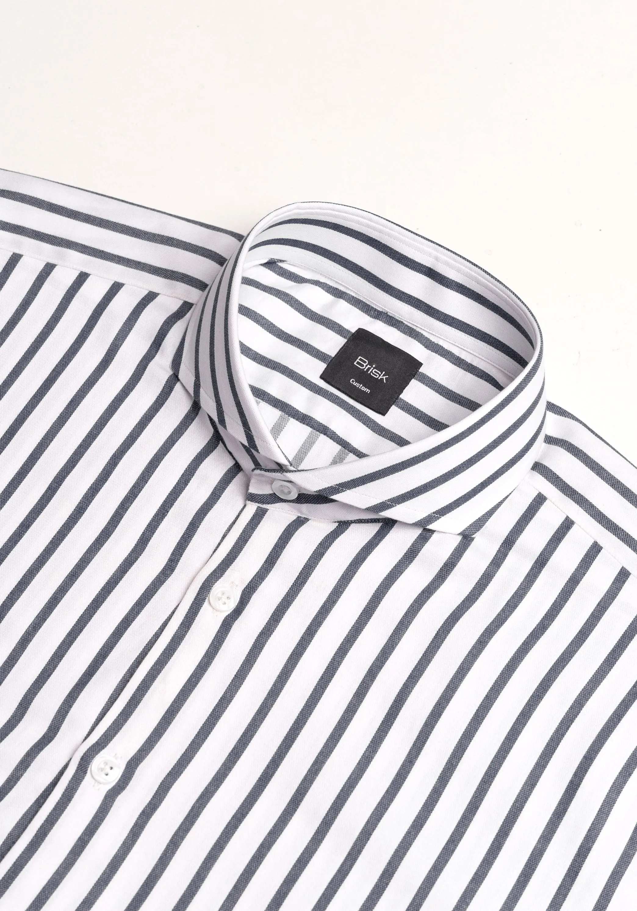 Black Wide Stripes Shirt - Cutaway Extreme Collar sold by Brisk Shirts product image thumbnail 4