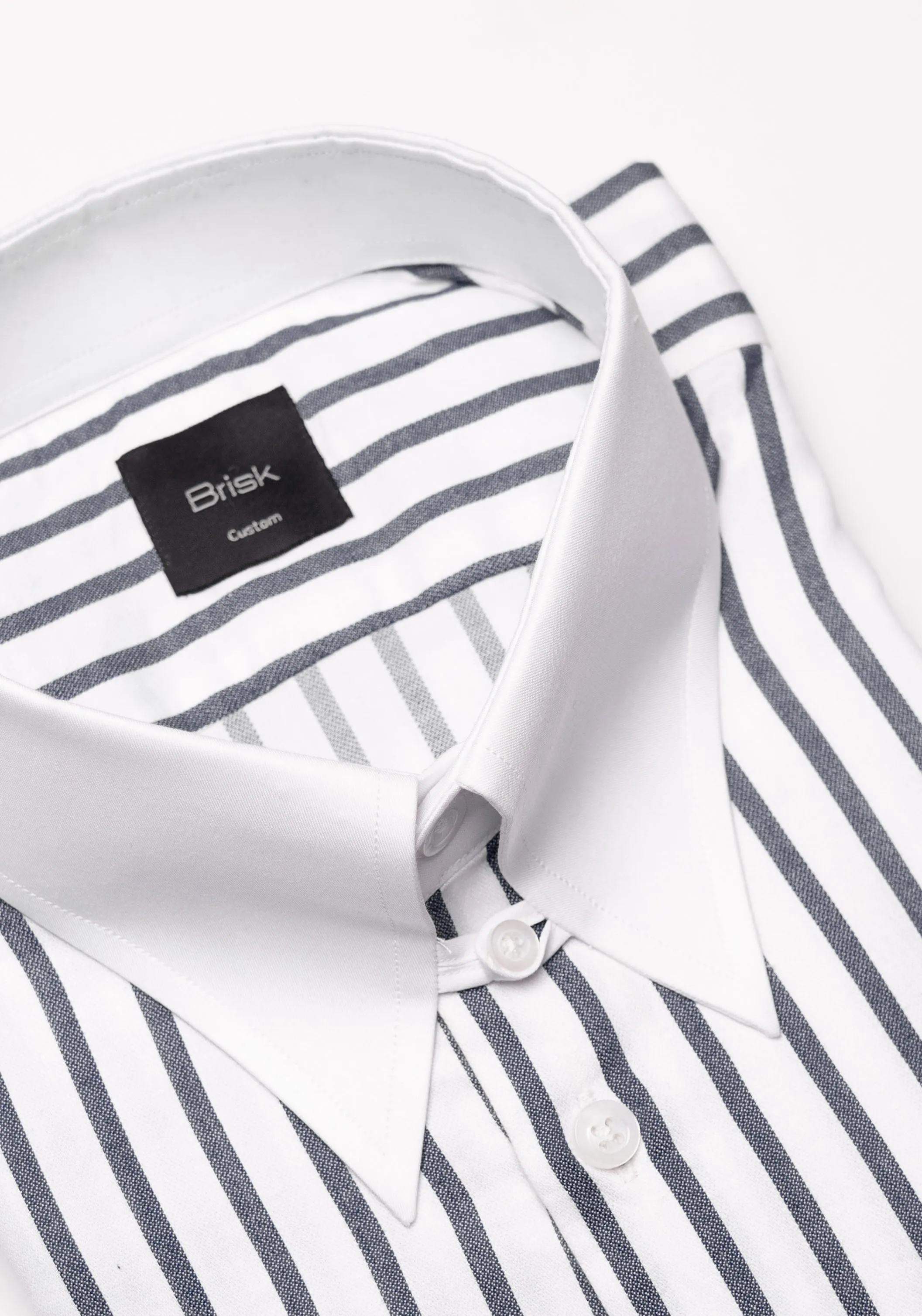 Black Wide Stripes Shirt - White Tab Collar & French Cuffs sold by Brisk Shirts product image thumbnail 2