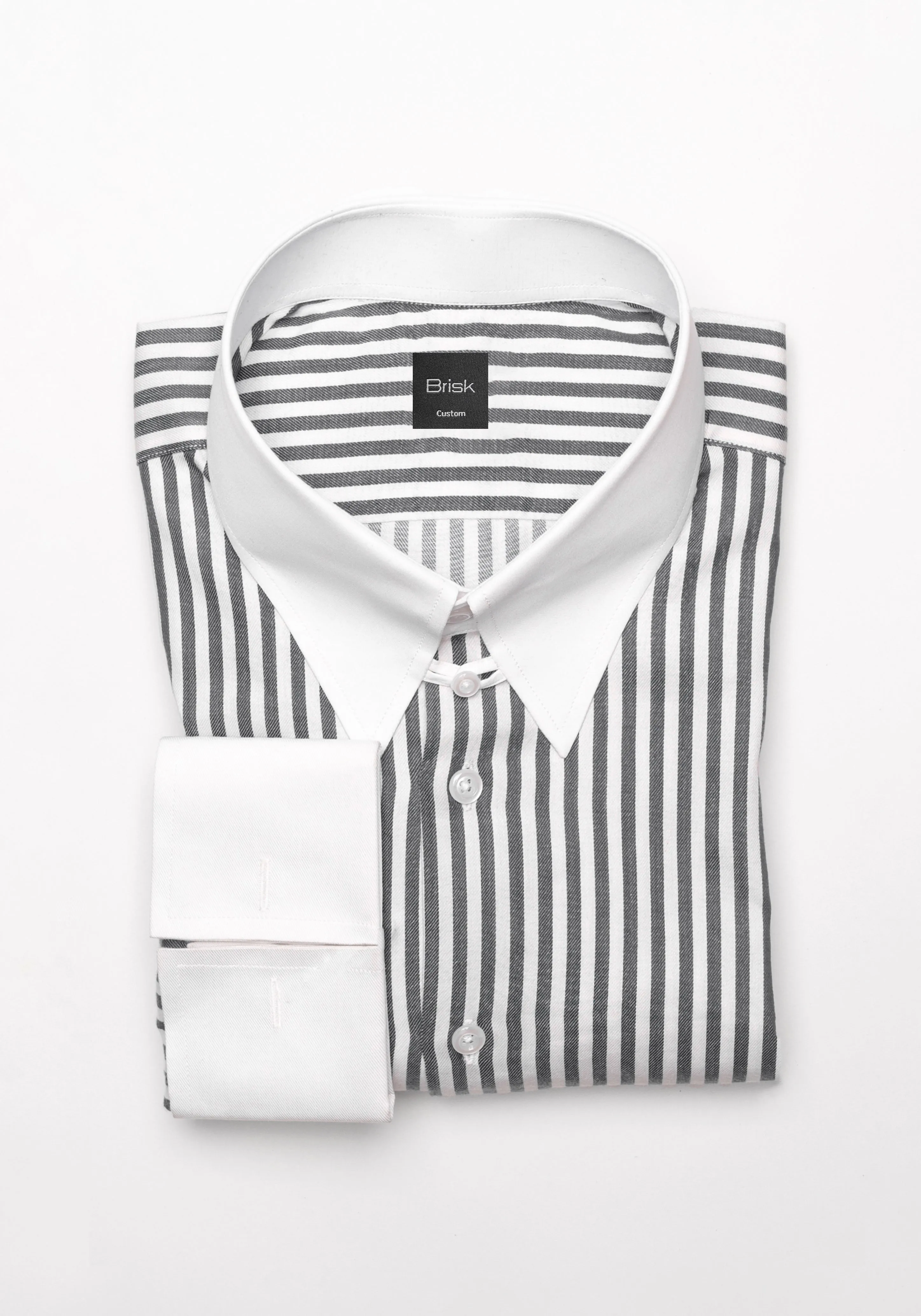 Black Stripes Shirt - White Tab Collar & French Cuffs sold by Brisk Shirts