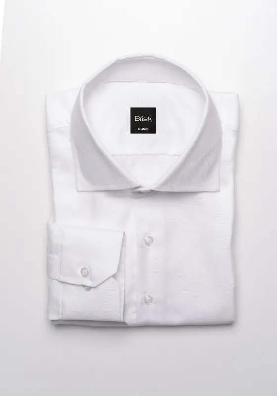Egyptian White Self Structured Double Button Shirt Unused Sample made by Brisk Shirts