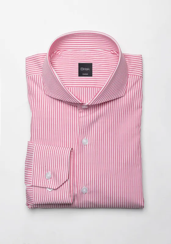 Dark Pink Dobby Stripes Shirt - Wrinkle Resistant Unused Sample made by Brisk Shirts