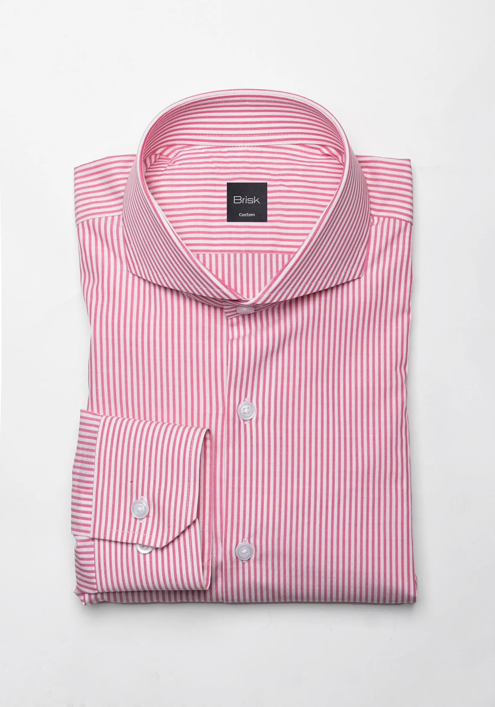 Dark Pink Dobby Stripes Shirt - Wrinkle Resistant Unused Sample sold by Brisk Shirts