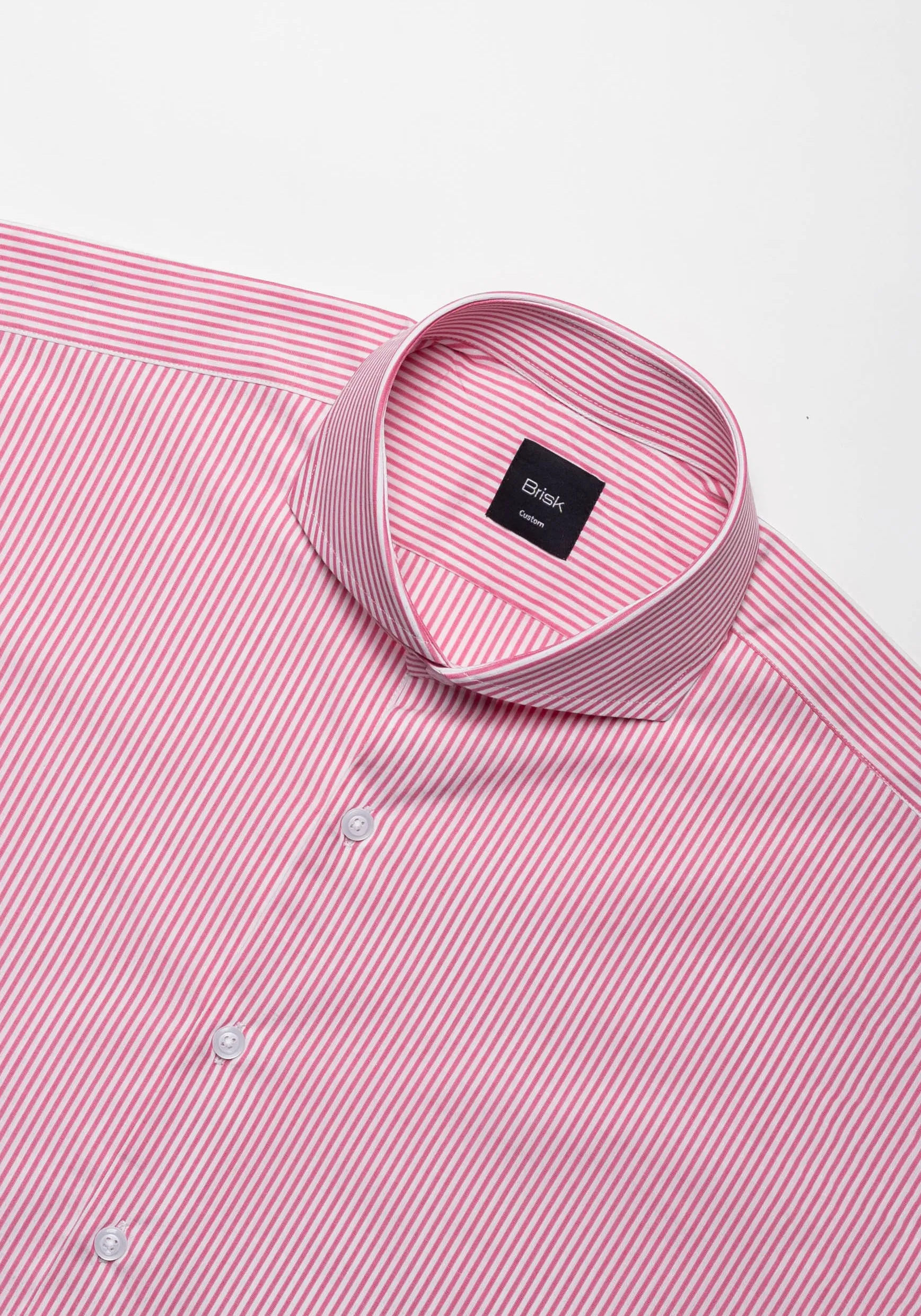 Dark Pink Dobby Stripes Shirt - Wrinkle Resistant Unused Sample sold by Brisk Shirts product image thumbnail 3