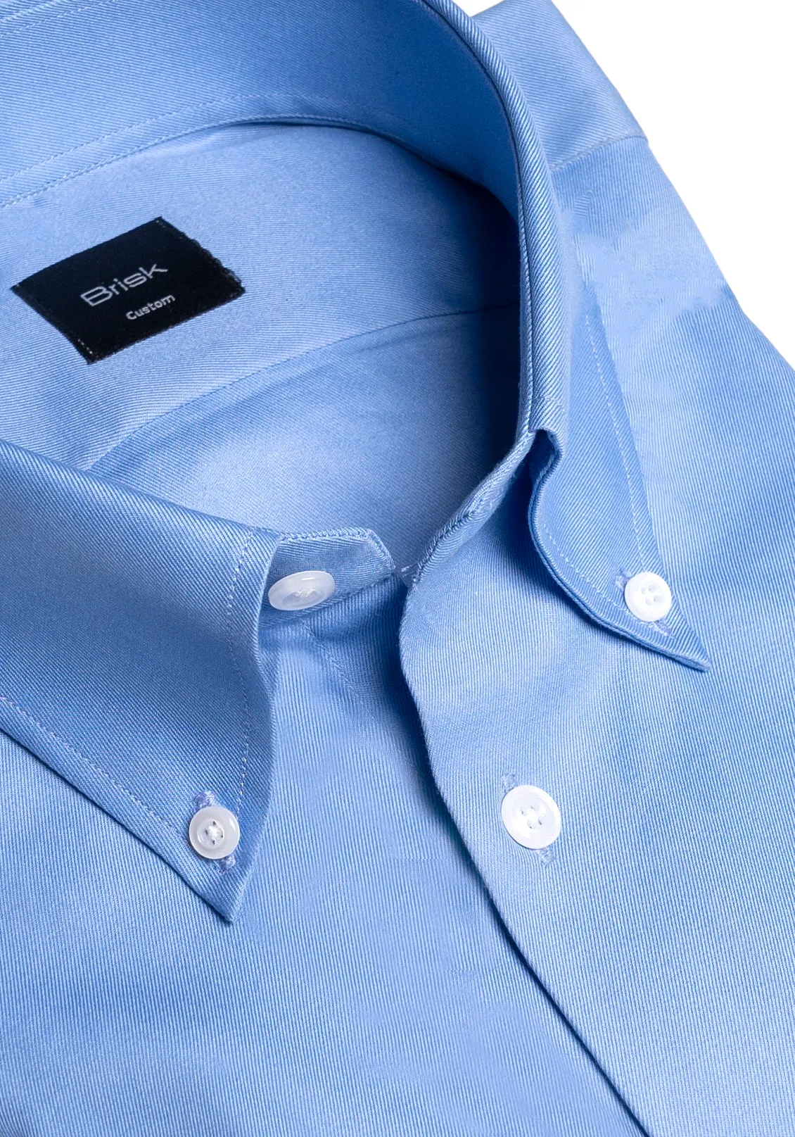 Mid Blue Twill Pima Cotton - Button Down Collar Unused Sample sold by Brisk Shirts product image thumbnail 2