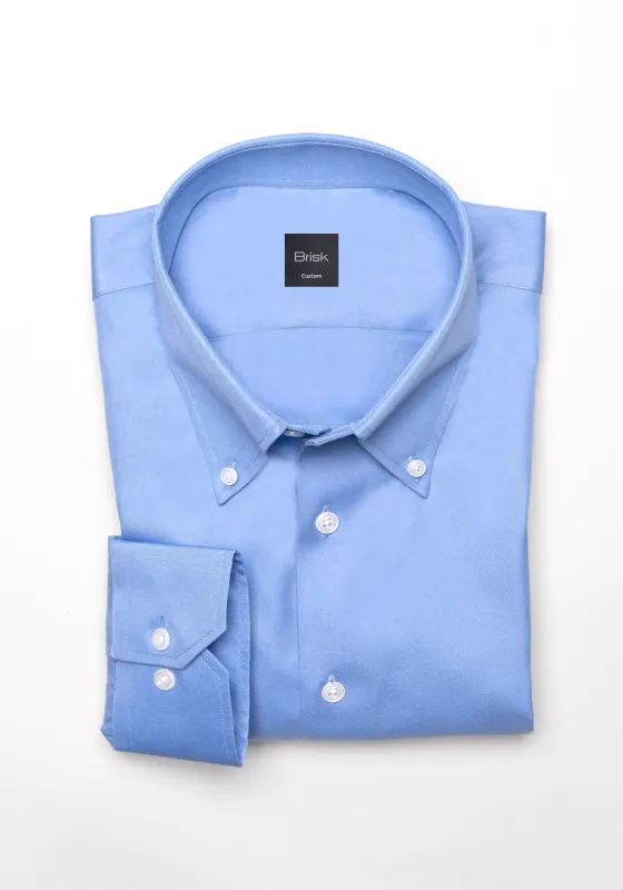 Mid Blue Twill Pima Cotton - Button Down Collar Unused Sample made by Brisk Shirts