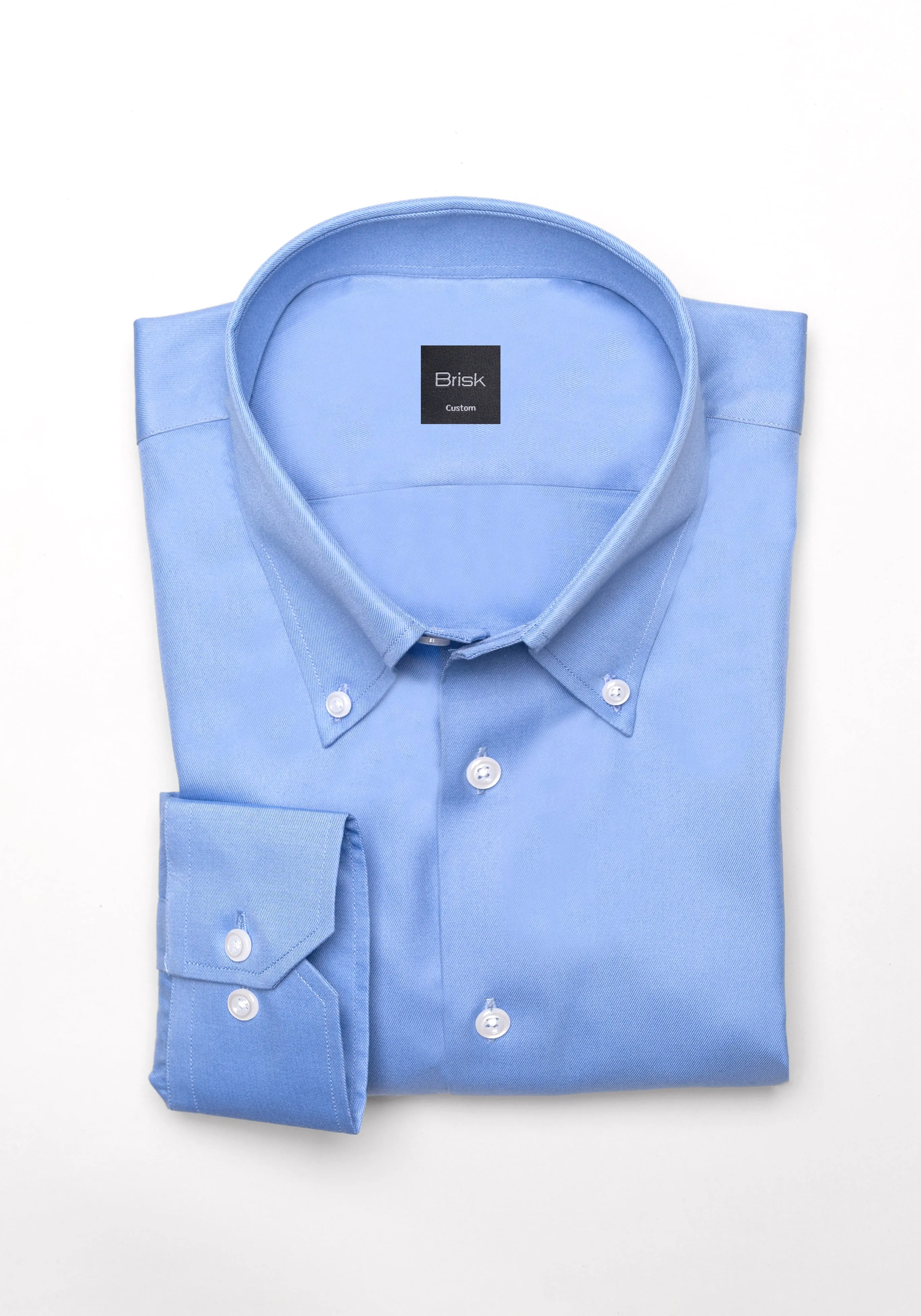 Mid Blue Twill Pima Cotton - Button Down Collar Unused Sample sold by Brisk Shirts