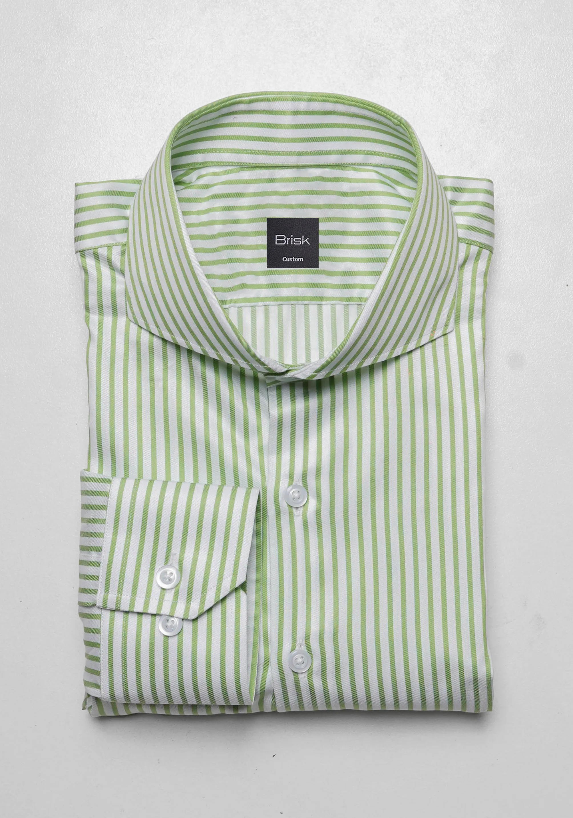 Super Fine Green Twill Stripes Shirt - Wrinkle Resistant sold by Brisk Shirts