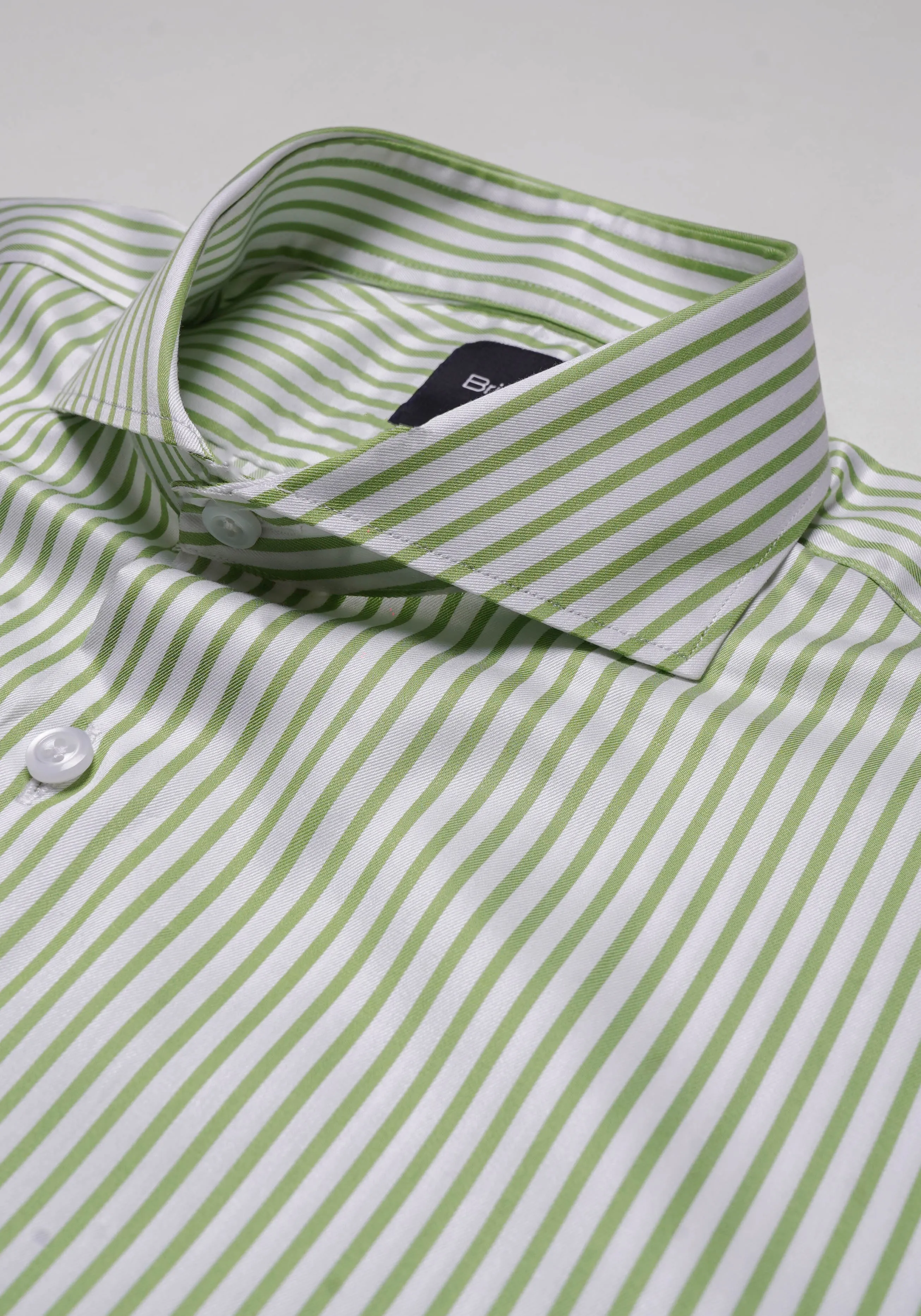 Super Fine Green Twill Stripes Shirt - Wrinkle Resistant sold by Brisk Shirts product image thumbnail 3