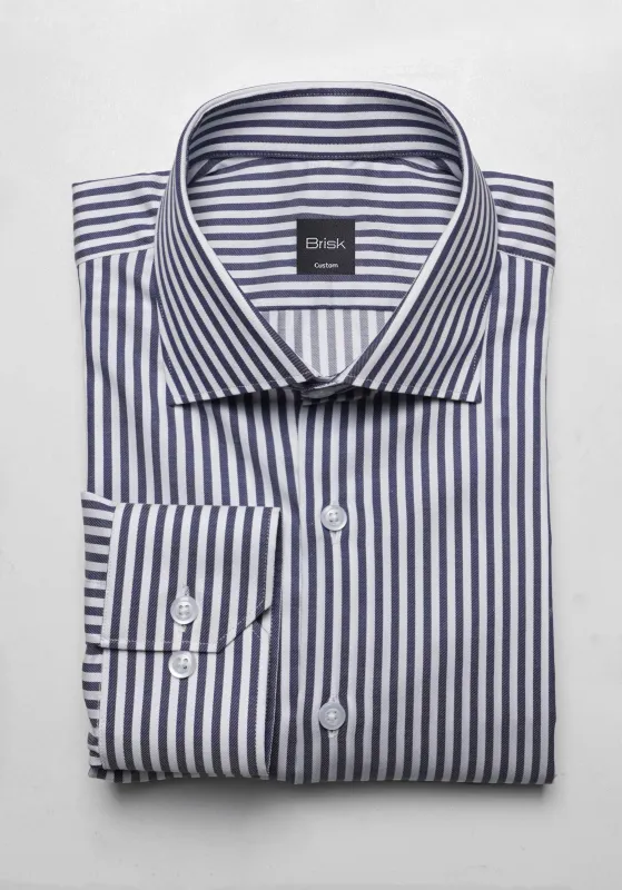 Navy Bengal Stripes Shirt - Wrinkle Resistant made by Brisk Shirts