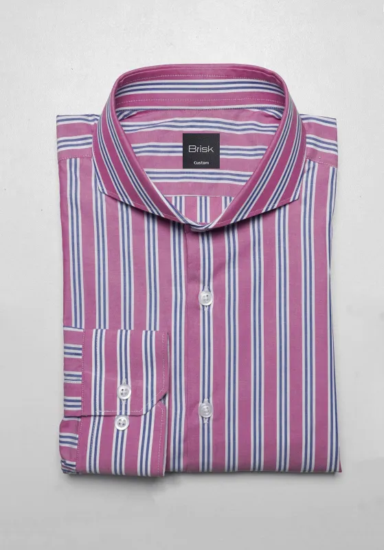 Magenta Multi Track Stripes Shirt made by Brisk Shirts