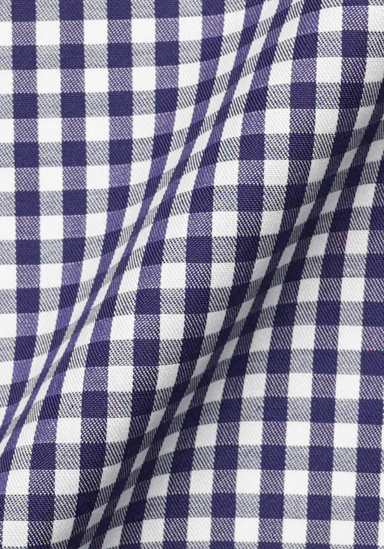Crisp Navy Blue Tencel Poly Gingham Shirt - Wrinkle Free sold by Brisk Shirts product image thumbnail 4