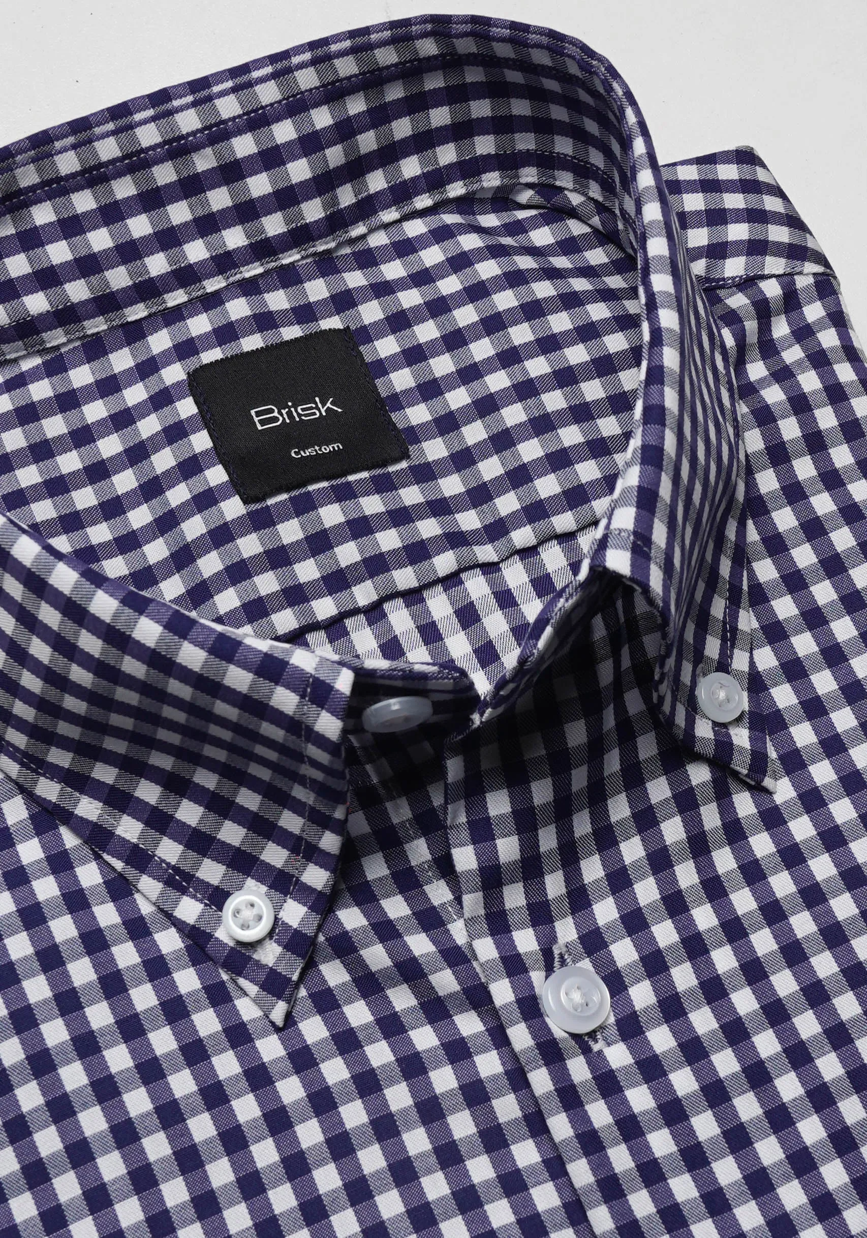 Crisp Navy Blue Tencel Poly Gingham Shirt - Wrinkle Free sold by Brisk Shirts product image thumbnail 2