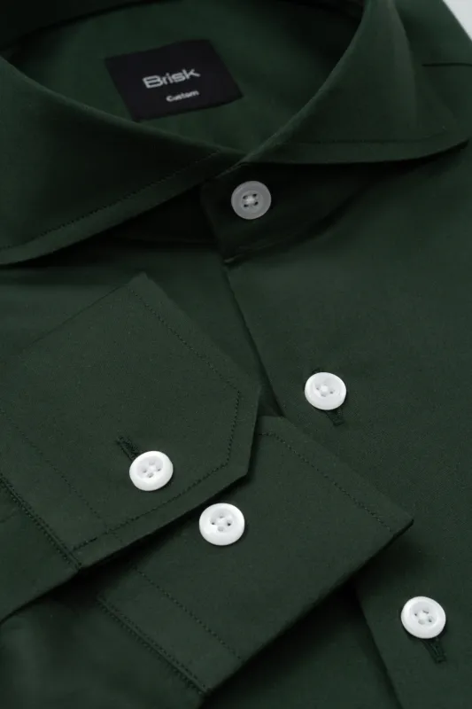 Emerald Green Easy-Care Sateen Shirt made by Brisk Shirts