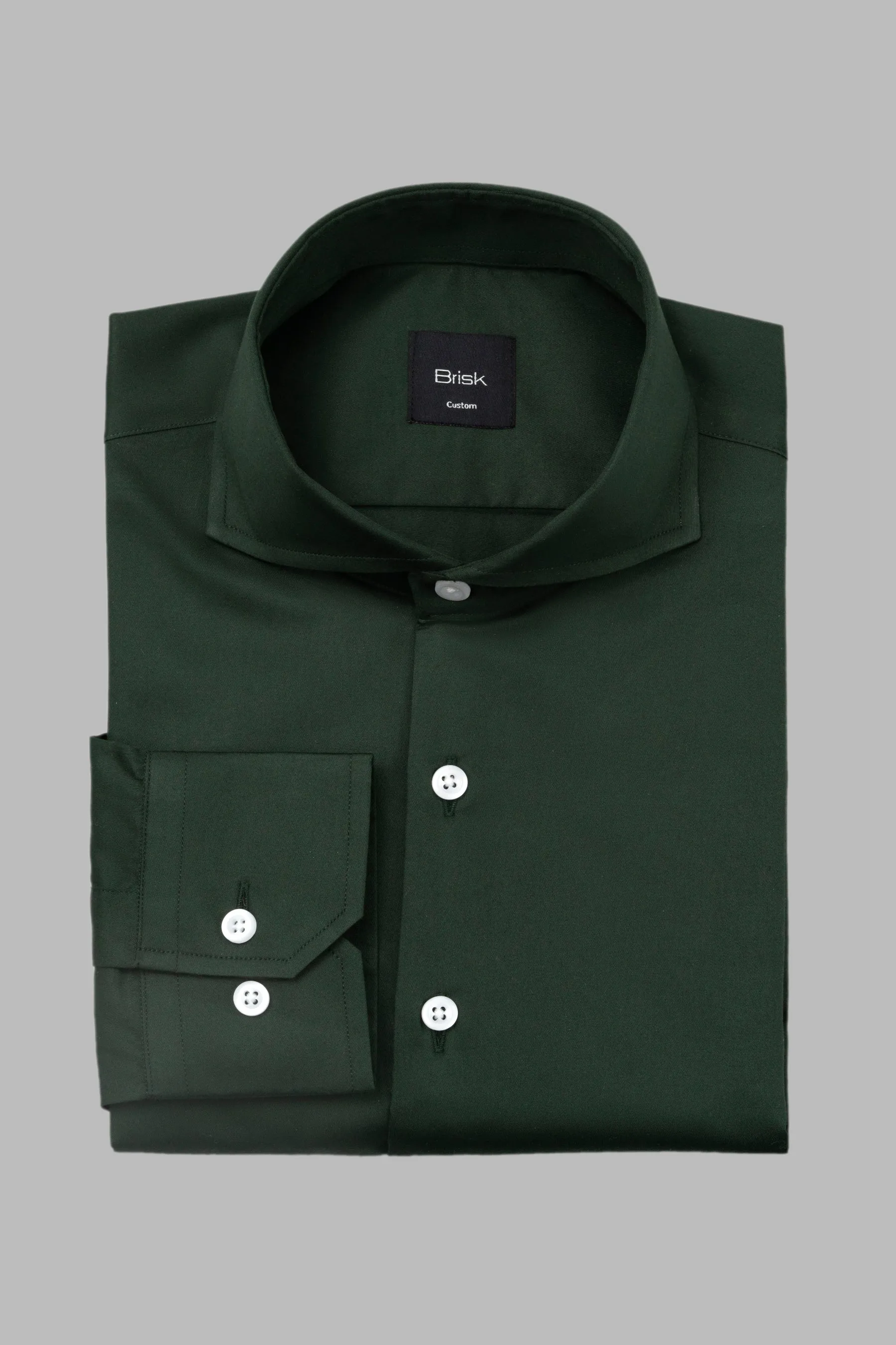 Emerald Green Easy-Care Sateen Shirt sold by Brisk Shirts product image thumbnail 4