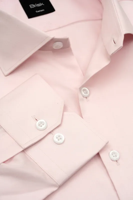 Light Pink Easy-Care Sateen Shirt made by Brisk Shirts