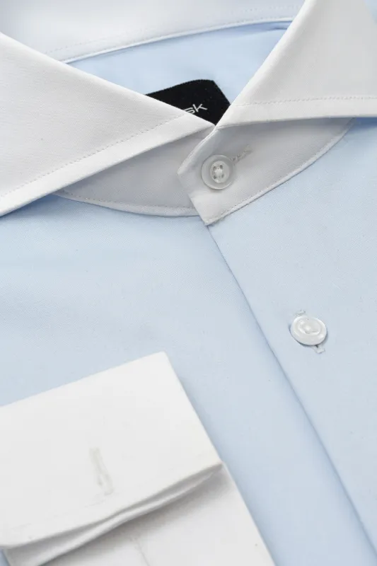 Light Blue Easy-Care Sateen Shirt made by Brisk Shirts