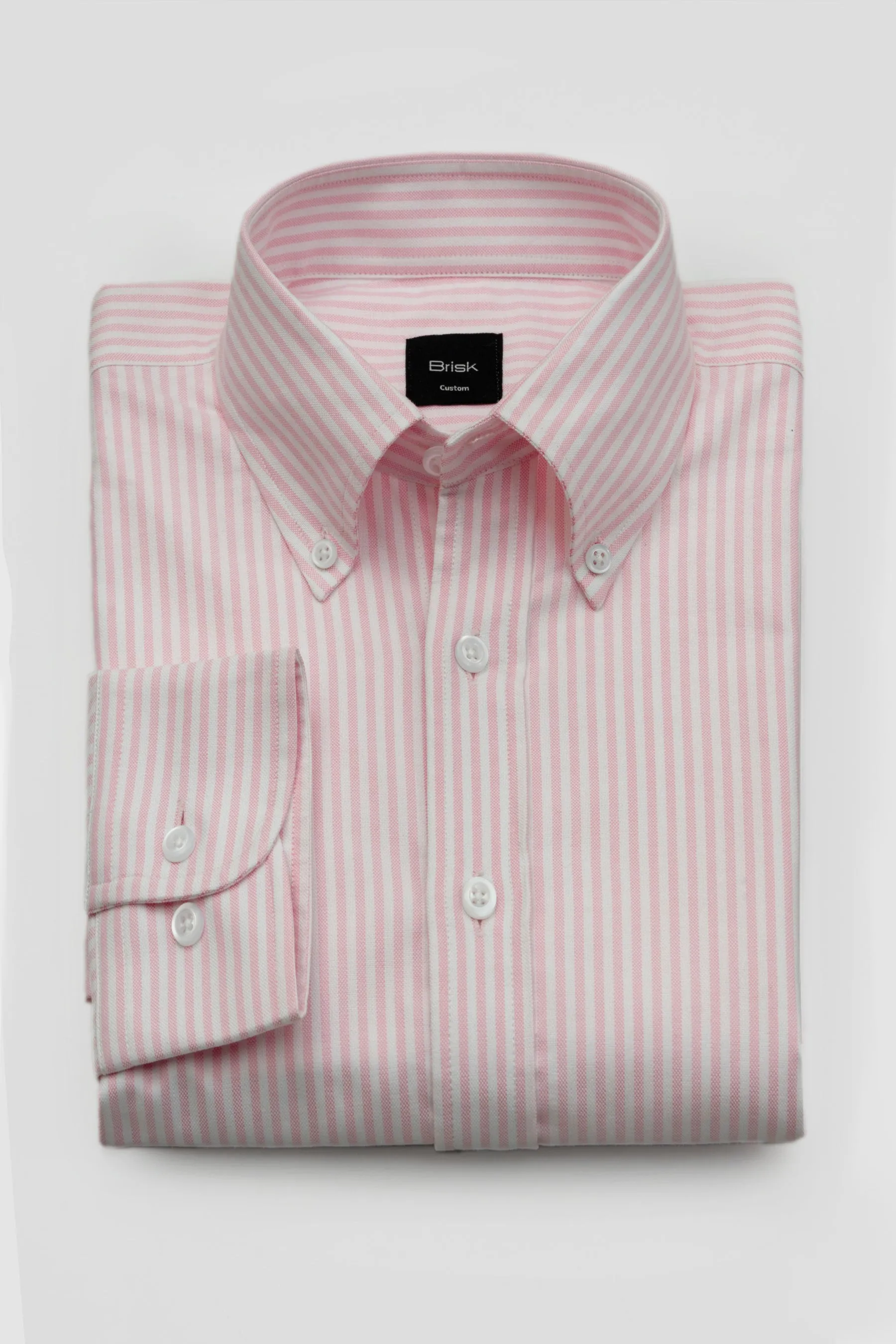 Pink Striped Oxford Two-Ply Shirt sold by Brisk Shirts product image thumbnail 3