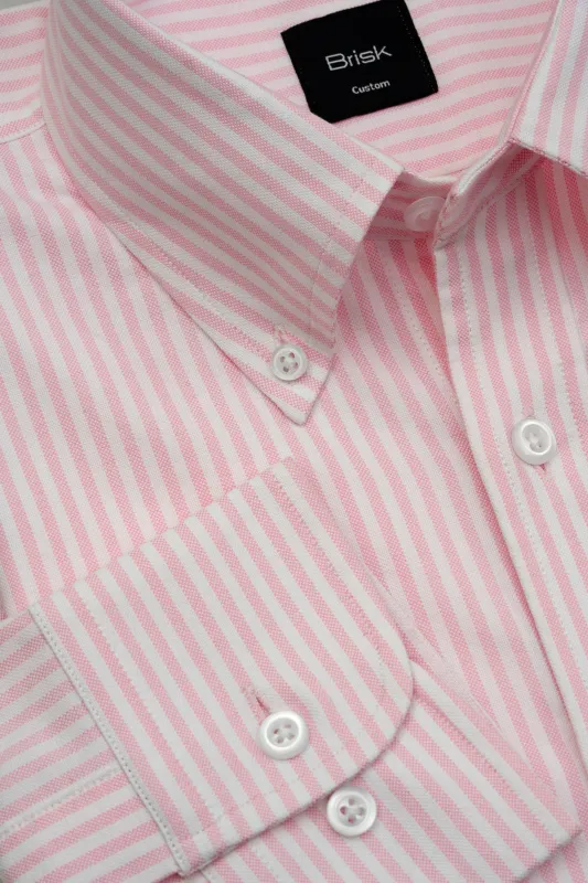 Pink Striped Oxford Two-Ply Shirt made by Brisk Shirts