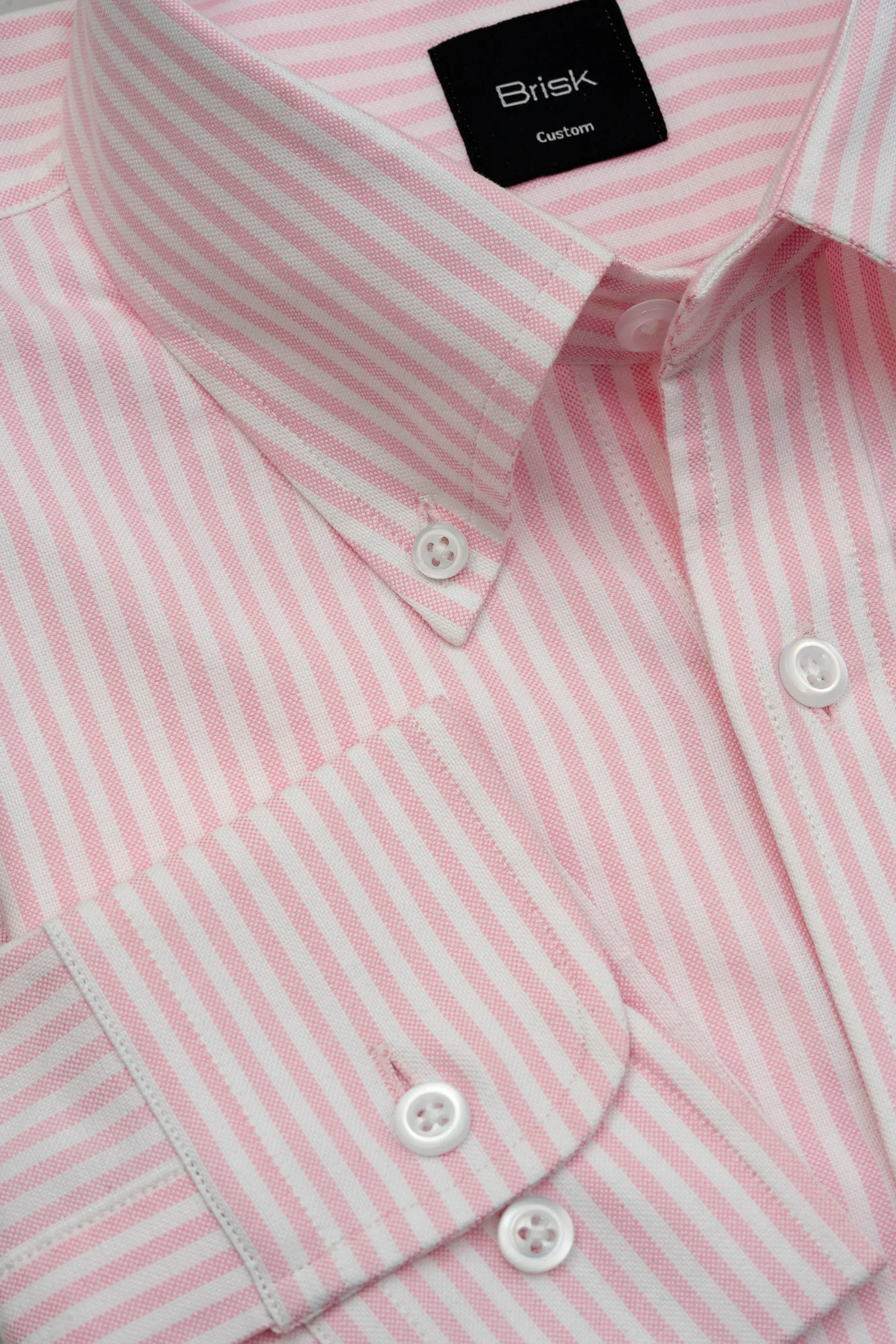 Pink Striped Oxford Two-Ply Shirt sold by Brisk Shirts