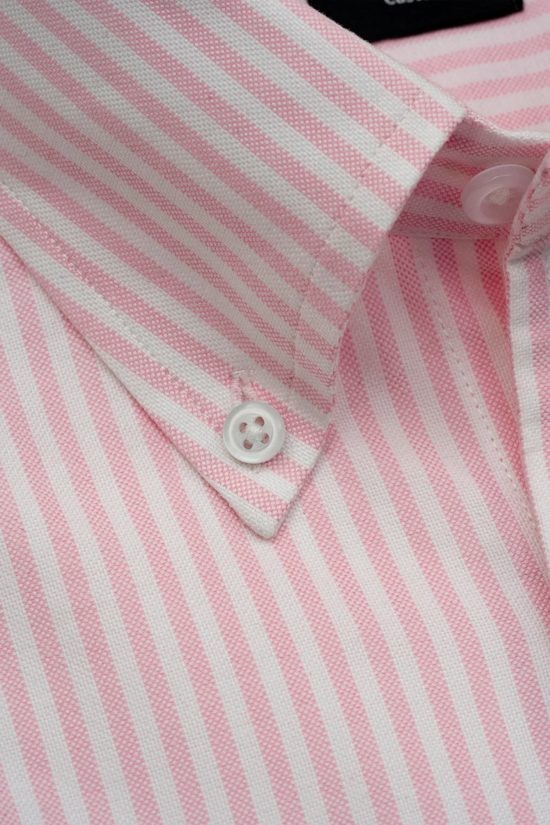 Pink Striped Oxford Two-Ply Shirt sold by Brisk Shirts product image thumbnail 4