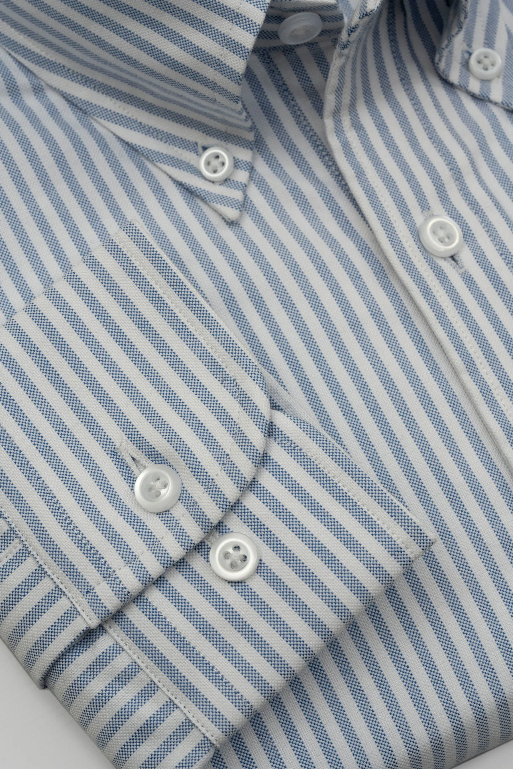 Blue Striped Oxford Two-Ply Shirt sold by Brisk Shirts product image thumbnail 3