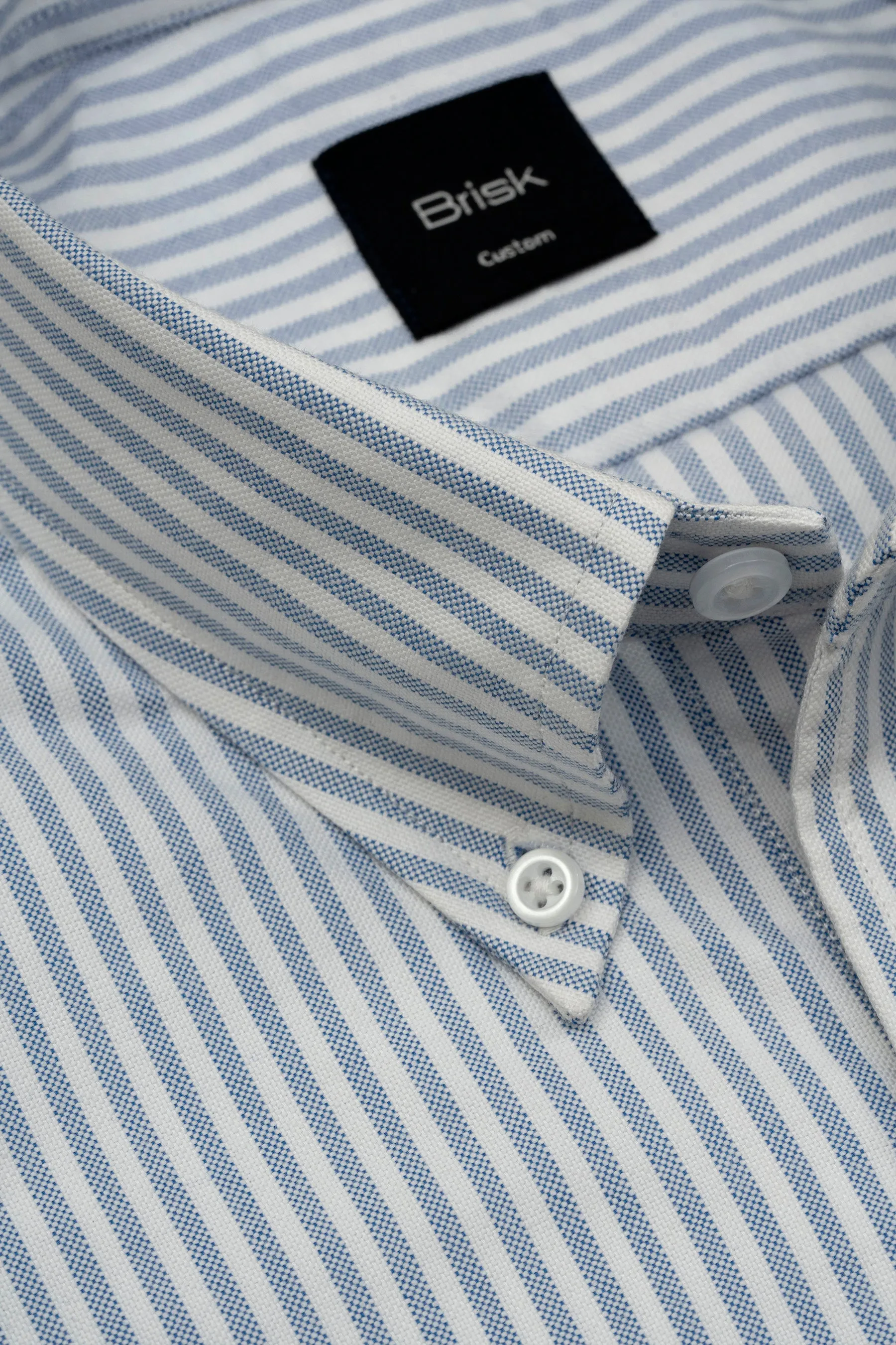 Blue Striped Oxford Two-Ply Shirt sold by Brisk Shirts product image thumbnail 2