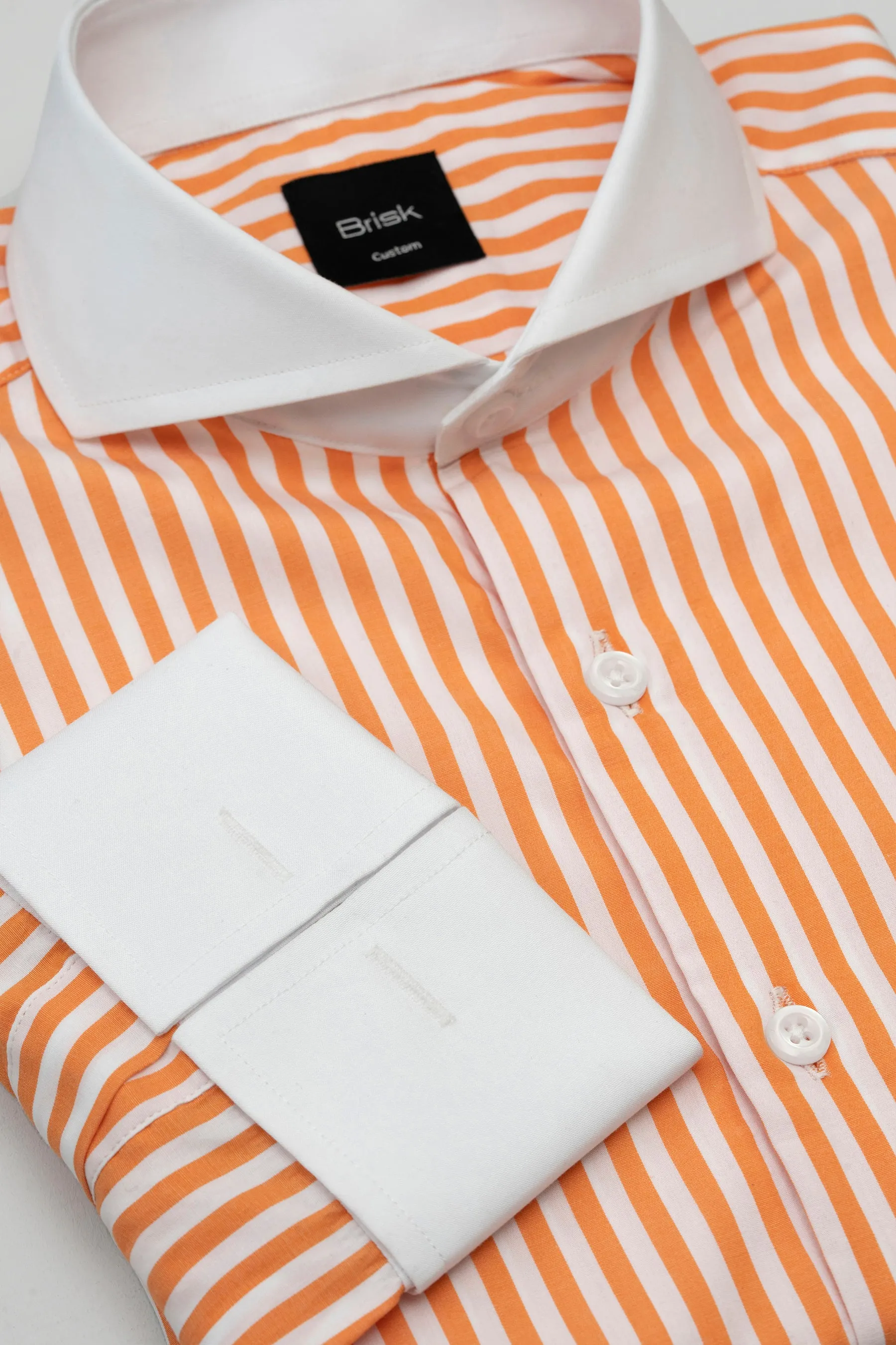 Tangerine Bengal Striped Pima Cotton Shirt - Wrinkle Resistant sold by Brisk Shirts