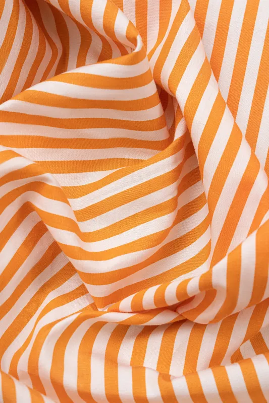 Tangerine Bengal Striped Pima Cotton - Wrinkle Resistant made by Brisk Shirts