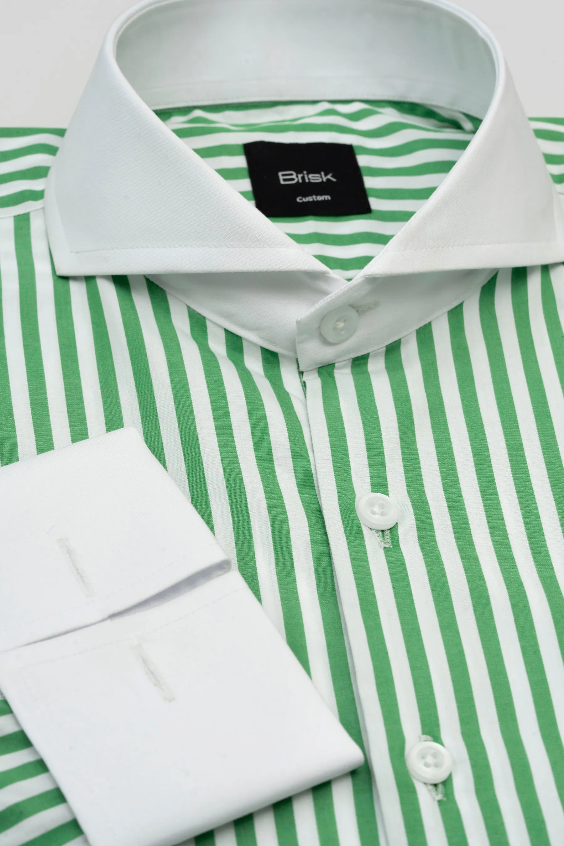 Green Bengal Striped Pima Cotton Shirt - Wrinkle Resistant sold by Brisk Shirts product image thumbnail 3