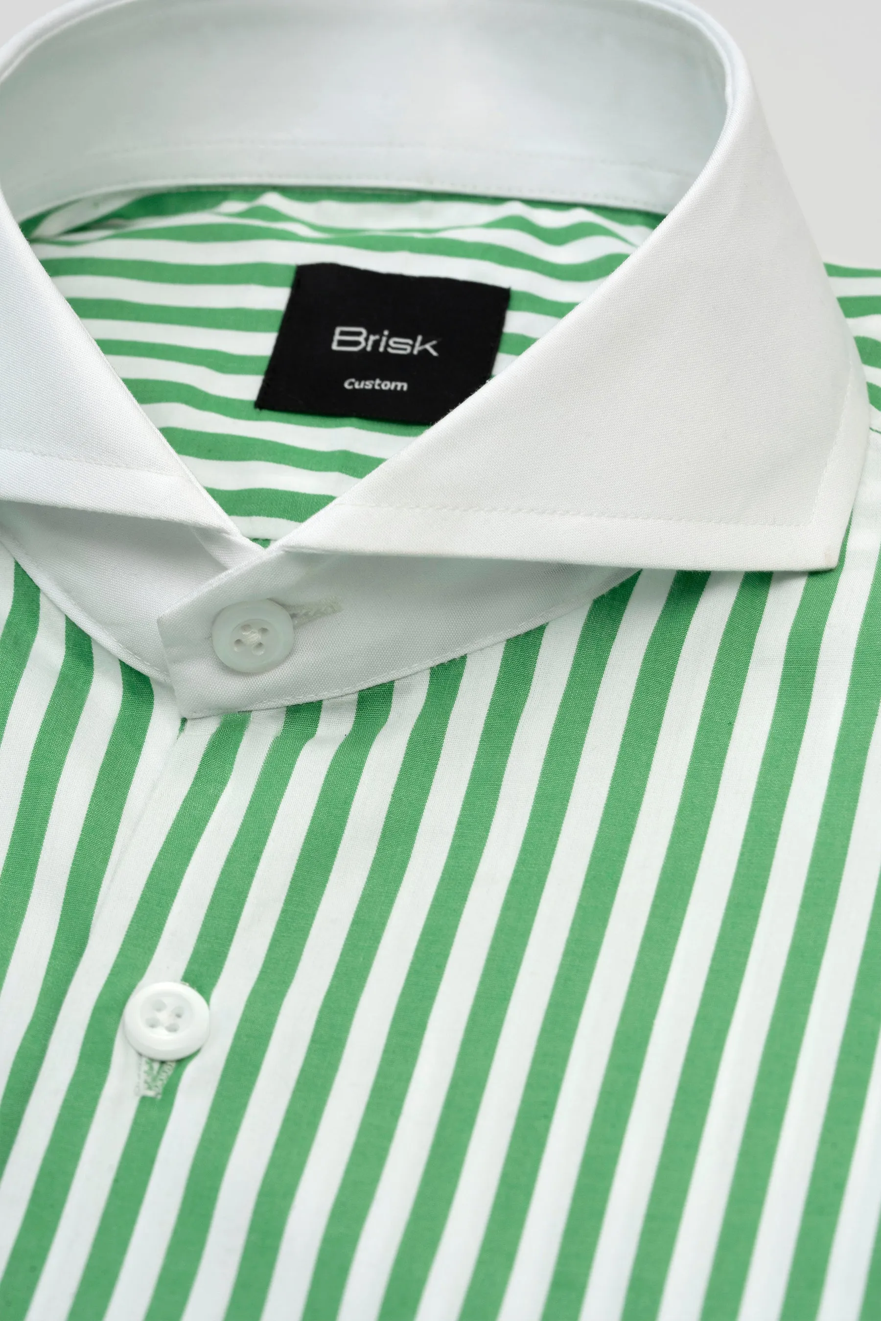 Green Bengal Striped Pima Cotton Shirt - Wrinkle Resistant sold by Brisk Shirts product image thumbnail 4