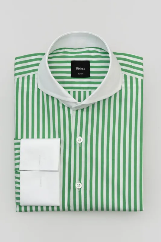 Green Bengal Striped Pima Cotton Shirt - Wrinkle Resistant made by Brisk Shirts