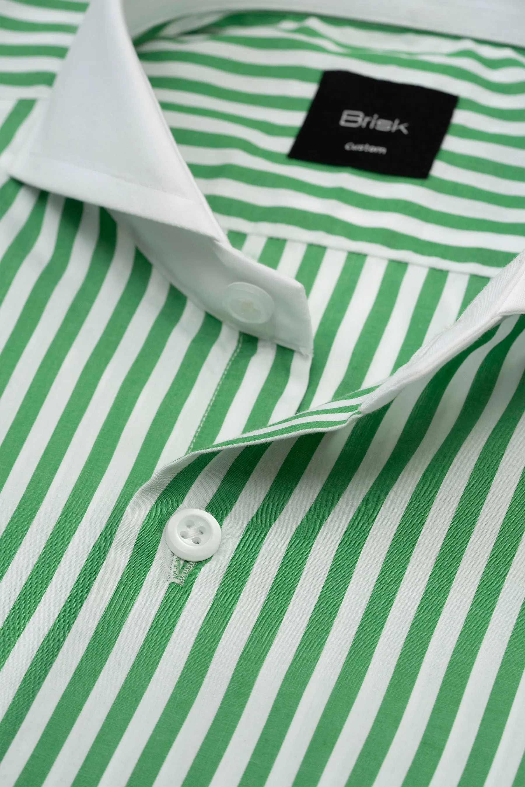 Green Bengal Striped Pima Cotton Shirt - Wrinkle Resistant sold by Brisk Shirts product image thumbnail 2
