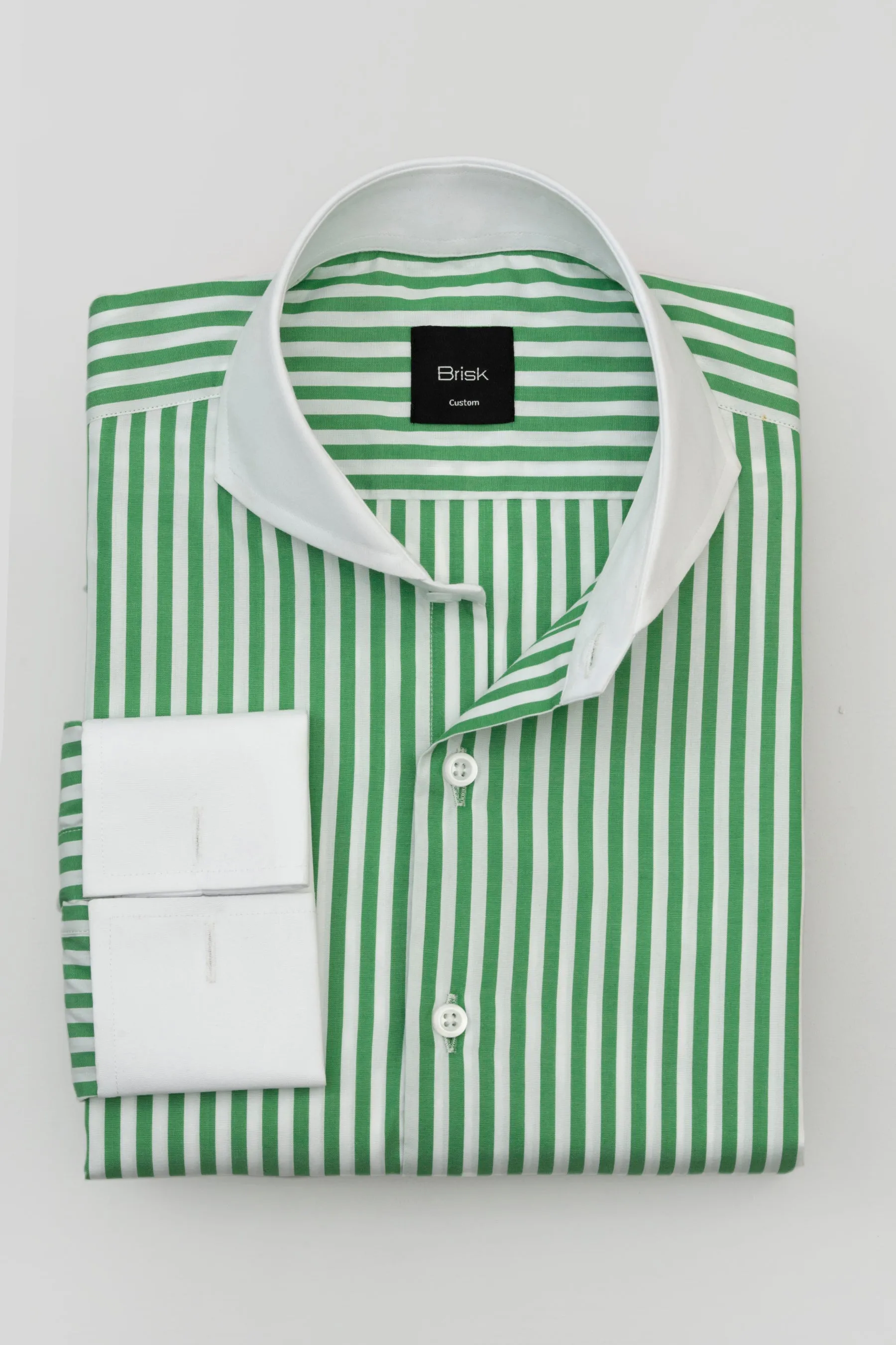 Green Bengal Striped Pima Cotton Shirt - Wrinkle Resistant sold by Brisk Shirts product image thumbnail 5