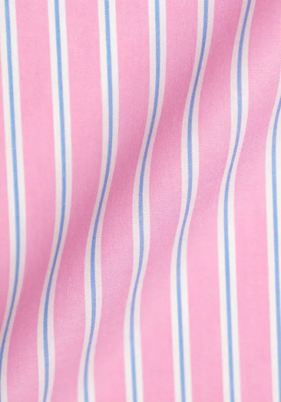 Blue On Pink Wide Stripes Unused Sample made by Brisk Shirts