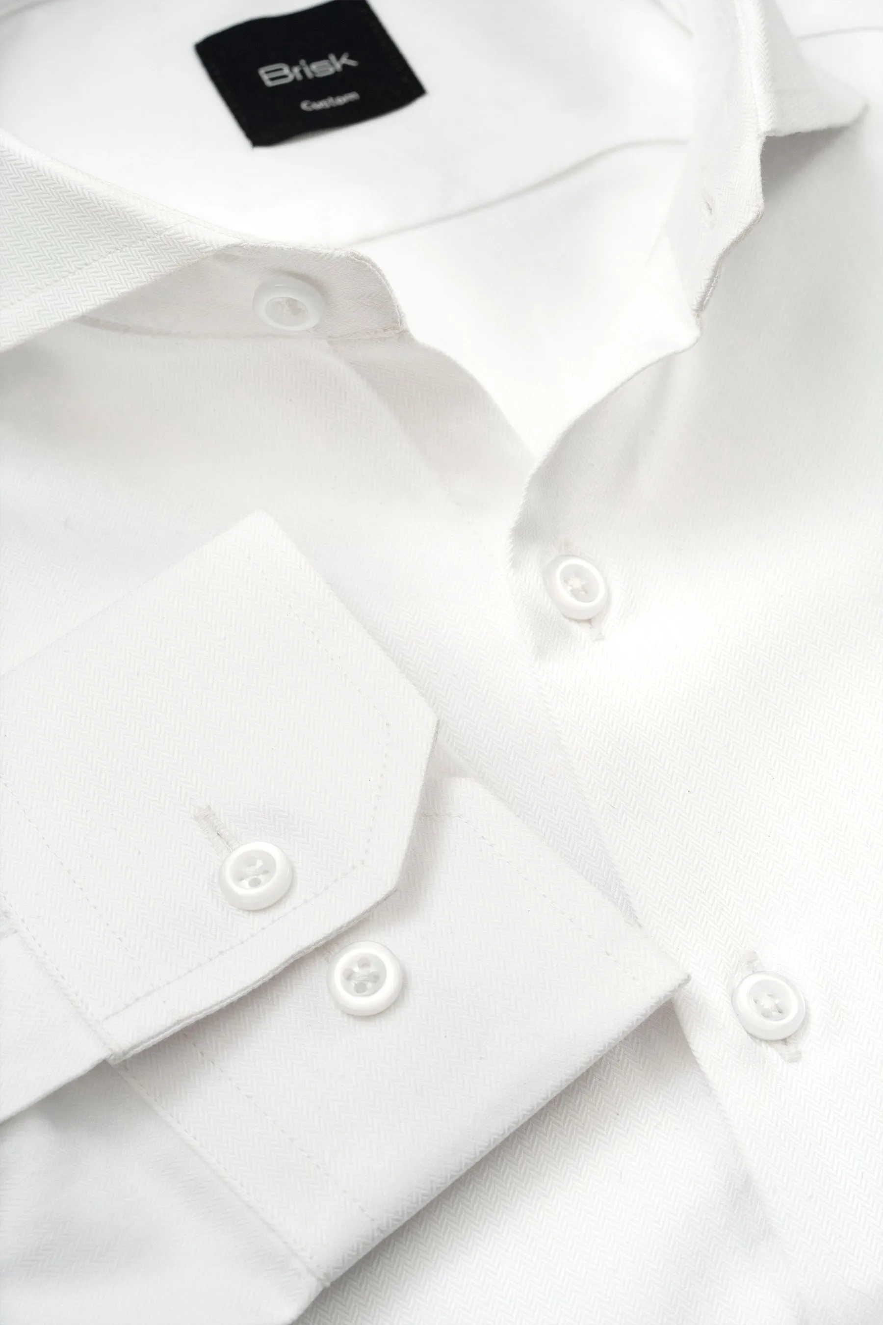 Optic White Sleek Herringbone Wrinkle-Free Shirt sold by Brisk Shirts product image thumbnail 4