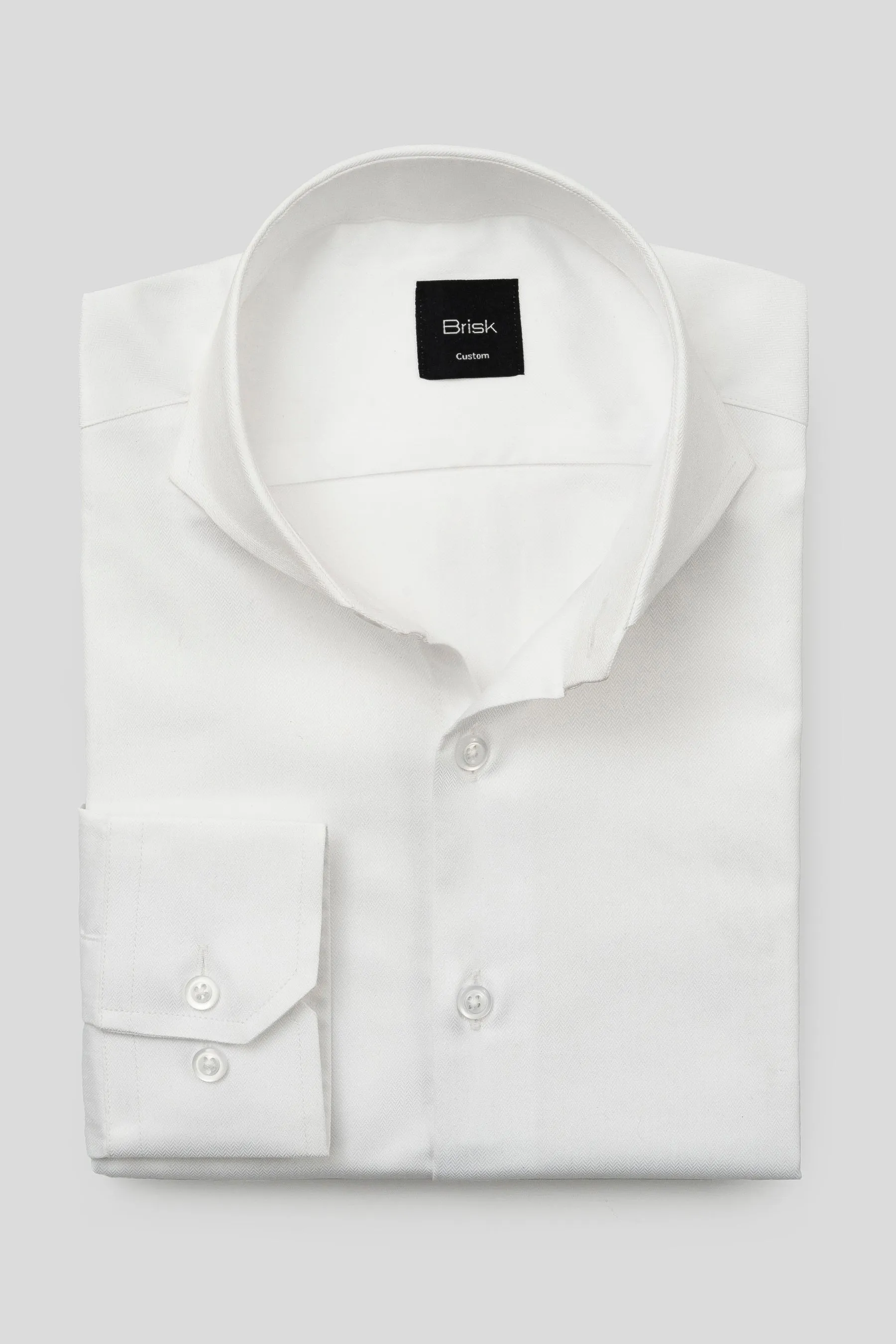 Optic White Sleek Herringbone Wrinkle-Free Shirt sold by Brisk Shirts product image thumbnail 3