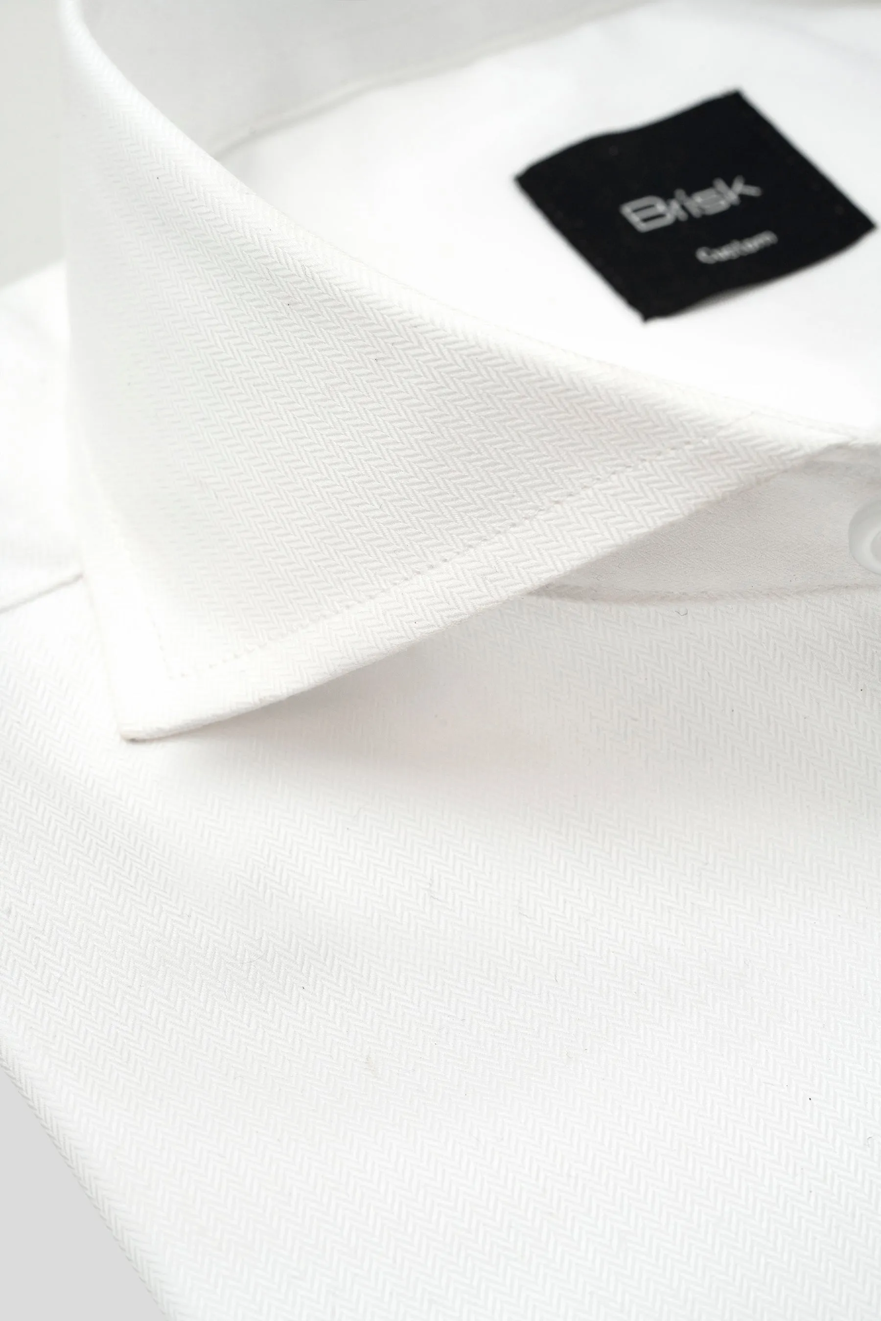 Optic White Sleek Herringbone Wrinkle-Free Shirt sold by Brisk Shirts