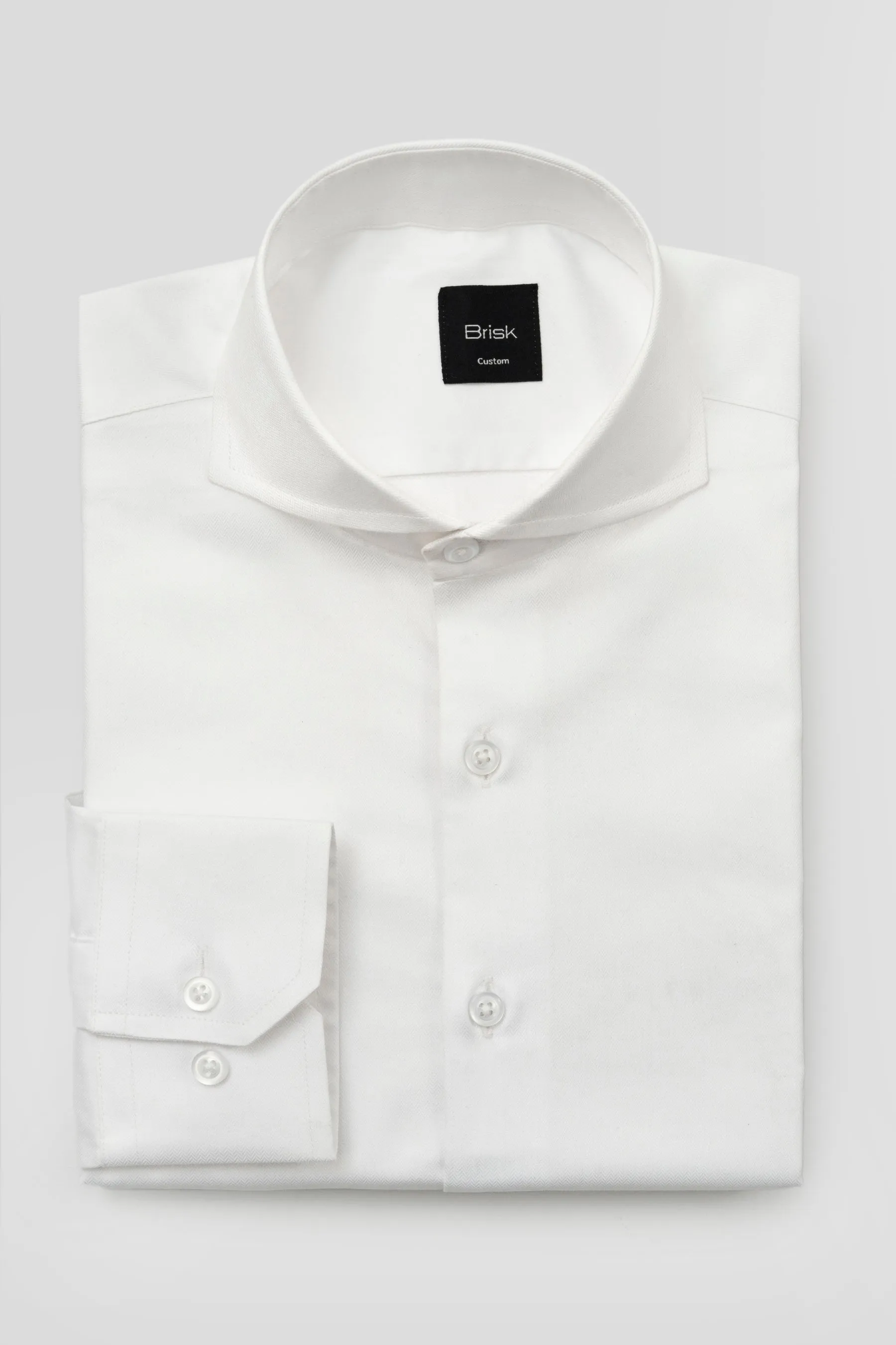 Optic White Sleek Herringbone Wrinkle-Free Shirt sold by Brisk Shirts product image thumbnail 2