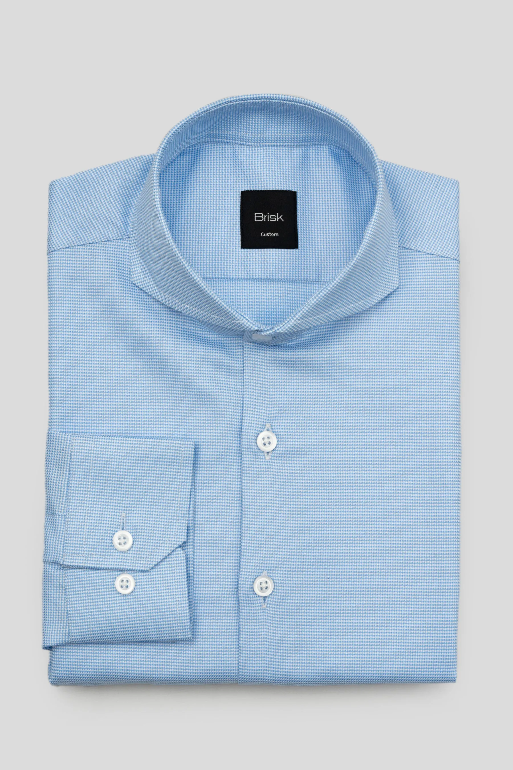 Sky Blue Houndstooth Wrinkle-Free Shirt sold by Brisk Shirts product image thumbnail 4