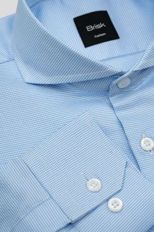 Sky Blue Houndstooth Wrinkle-Free Shirt made by Brisk Shirts