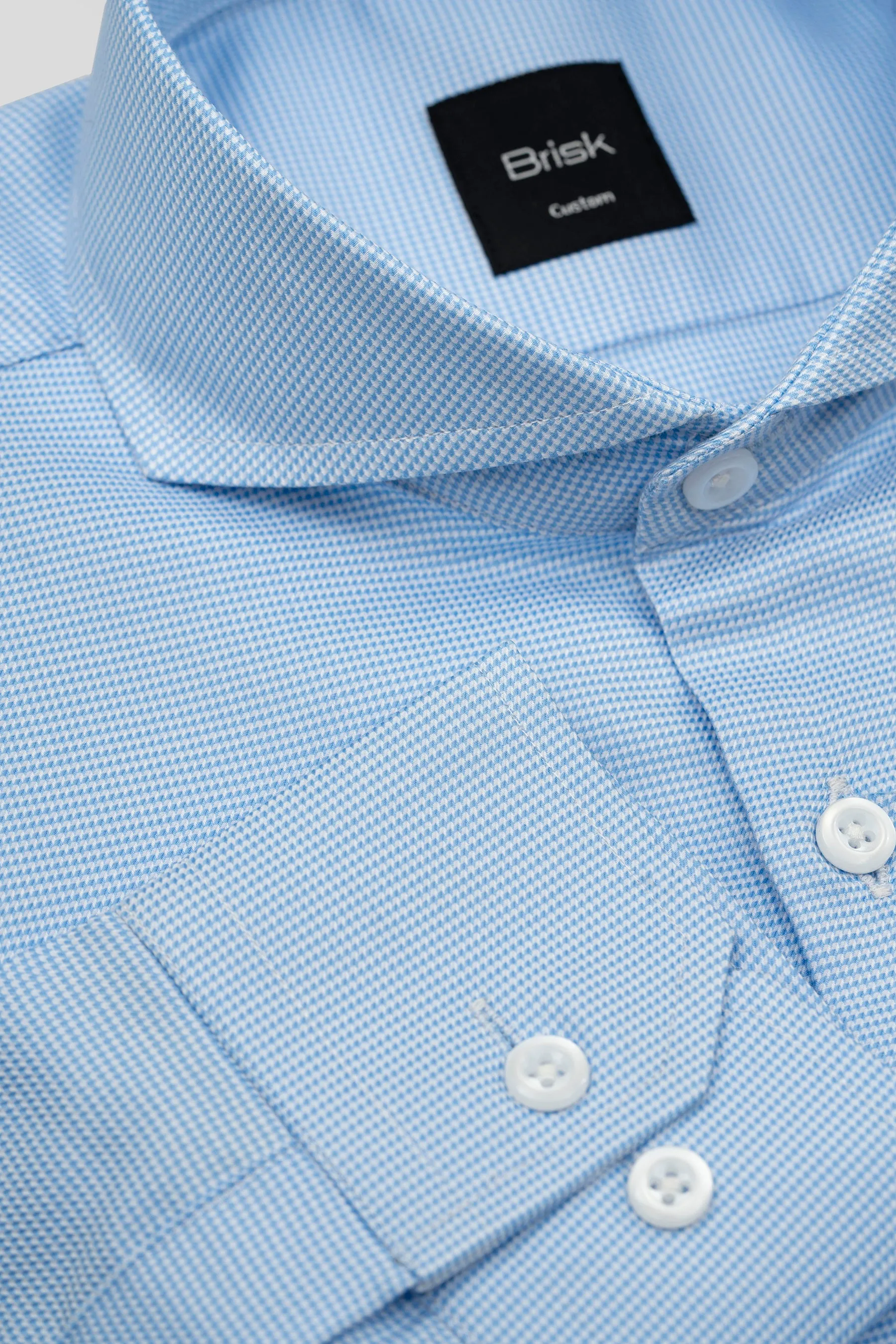 Sky Blue Houndstooth Wrinkle-Free Shirt sold by Brisk Shirts
