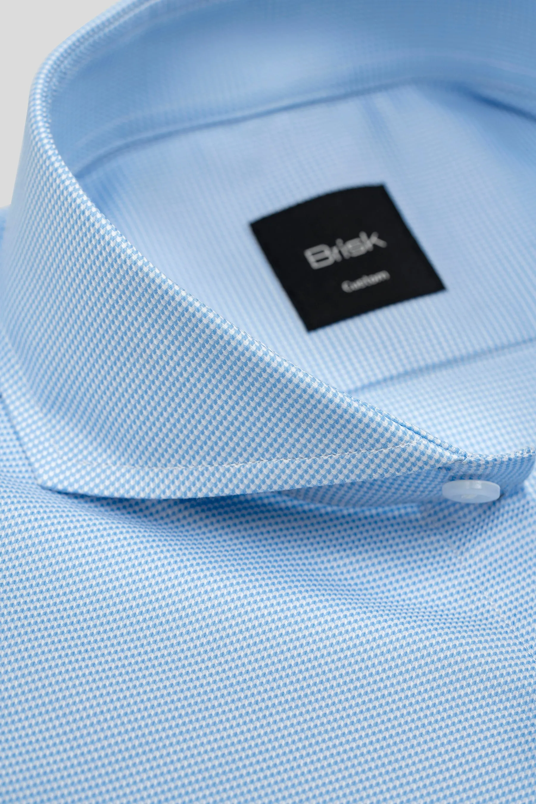 Sky Blue Houndstooth Wrinkle-Free Shirt sold by Brisk Shirts product image thumbnail 3