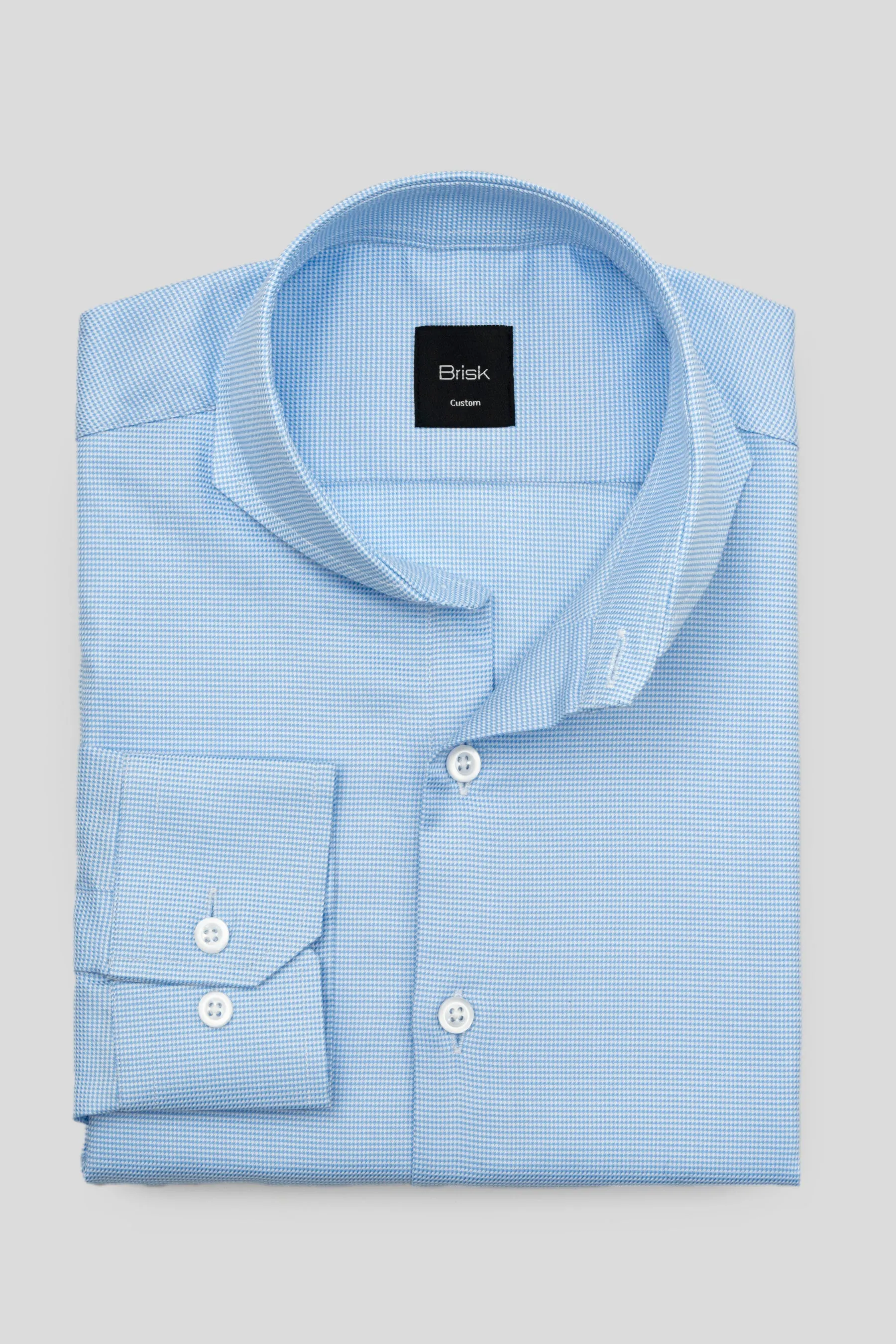 Sky Blue Houndstooth Wrinkle-Free Shirt sold by Brisk Shirts product image thumbnail 5