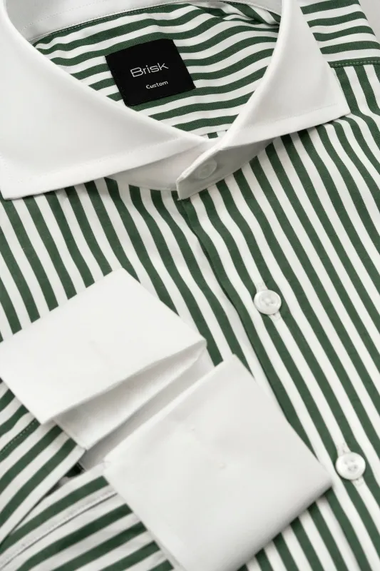 Green Bengal Striped Shirt made by Brisk Shirts