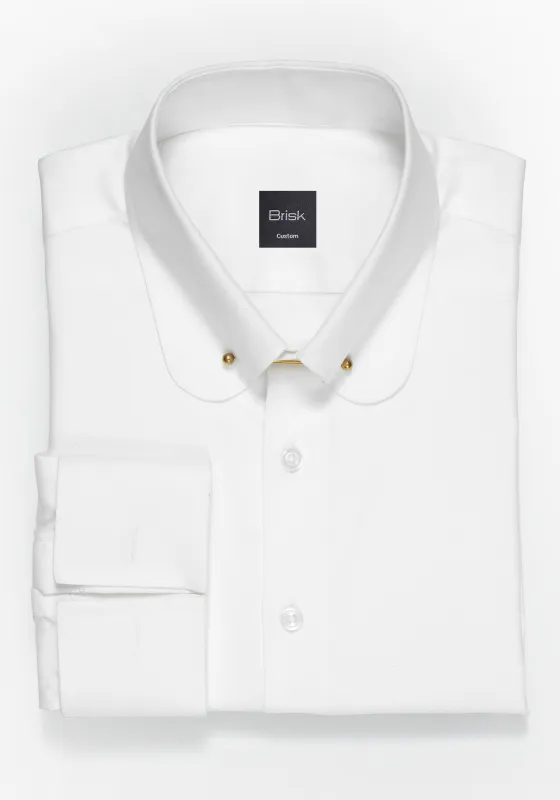 White Wrinkle-Free Pinpoint - Club Pin Collar Shirt made by Brisk Shirts