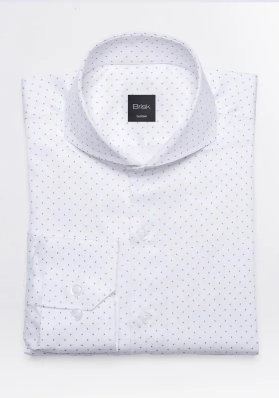 Pearl White Sateen Print Shirt made by Brisk Shirts