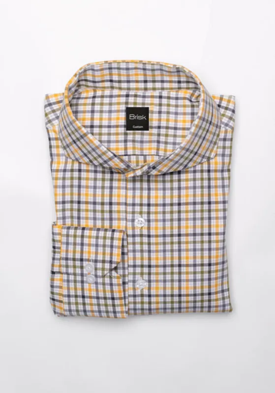 Olive Yellow & Multi Gingham Performance Stretch Shirt - Wrinkle Resistant sold by Brisk Shirts