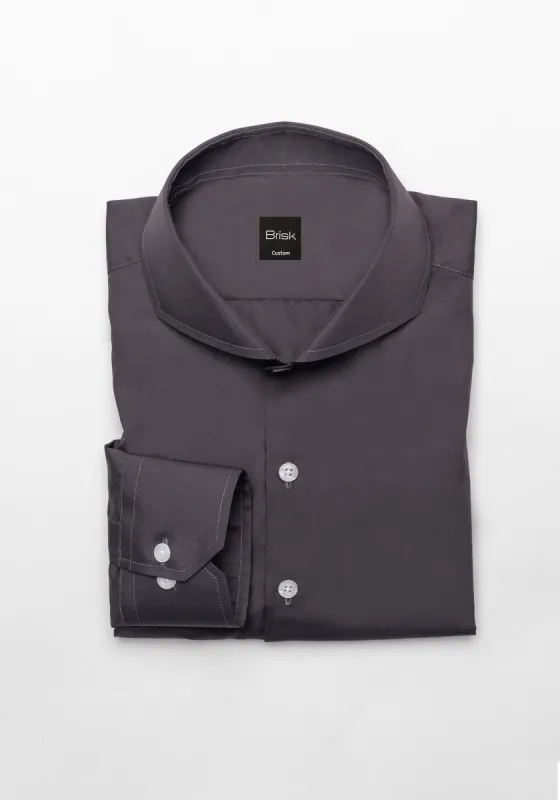 Egyptian Grey Light Weight 80's Poplin Shirt - Extreme Collar sold by Brisk Shirts