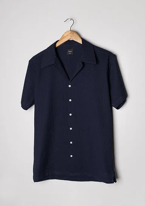 Crisp Midnight Seersucker Stripes Shirt - Camp Collar sold by Brisk Shirts product image thumbnail 2