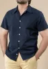 Crisp Midnight Seersucker Stripes Shirt - Camp Collar sold by Brisk Shirts